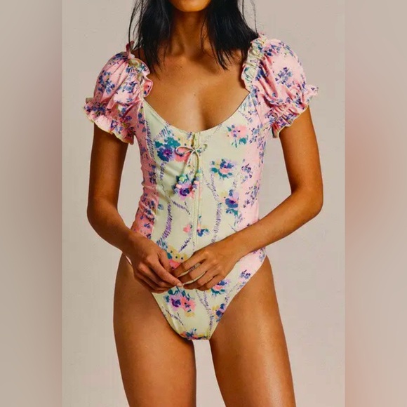 LoveShackFancy Fantasia Floral Swimsuit, NWOT, One Piece, Ruffles, Size XS - Picture 1 of 12